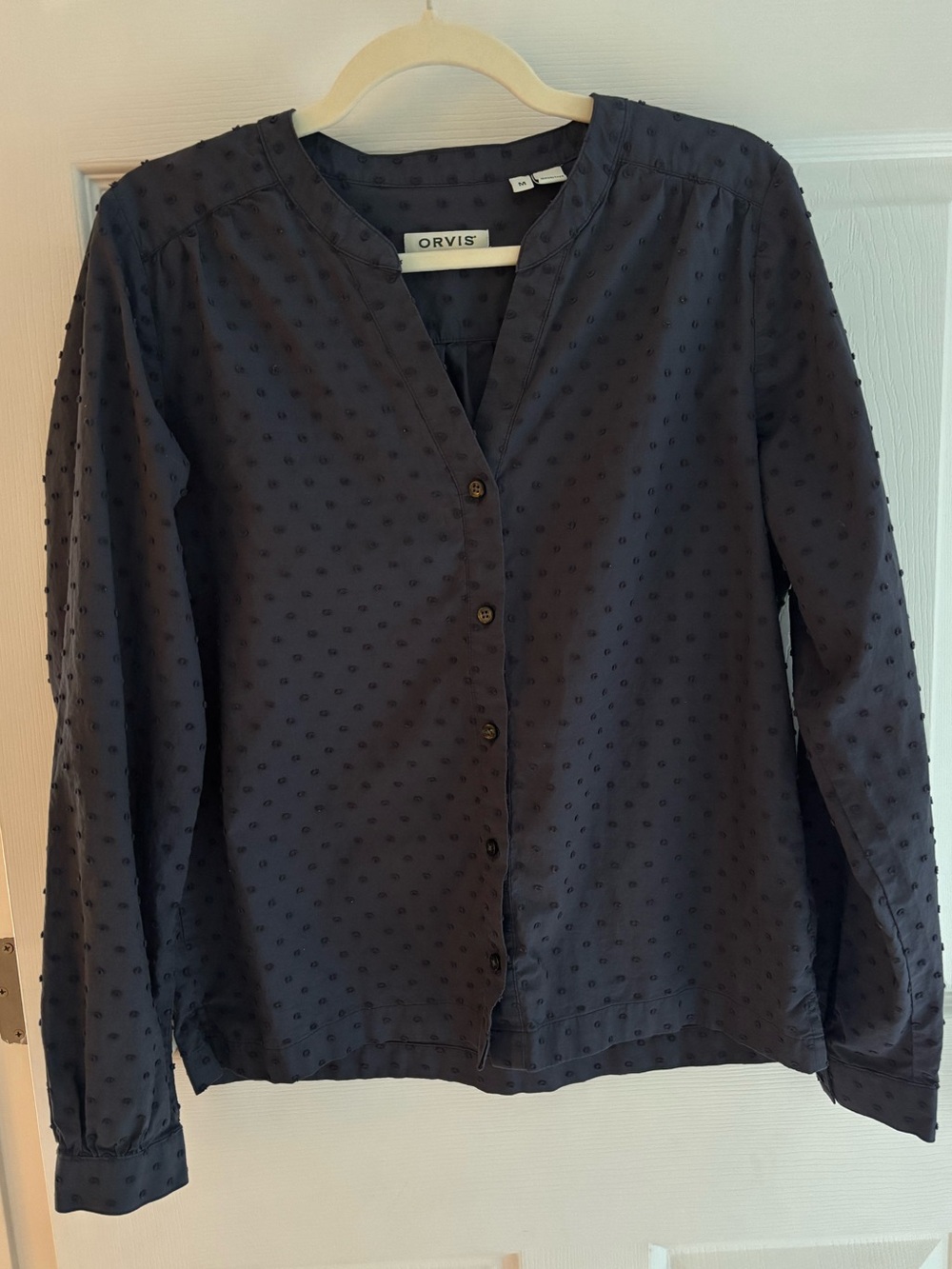 Orvis Women’s Navy Textured Button-Front Shirt